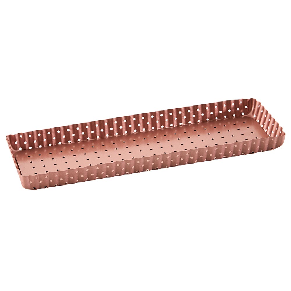 Rose Gold Perforated Rectangle Quiche & Tart Pan