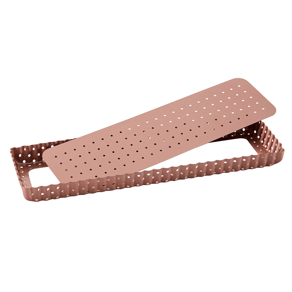 Rose Gold Perforated Rectangle Quiche & Tart Pan