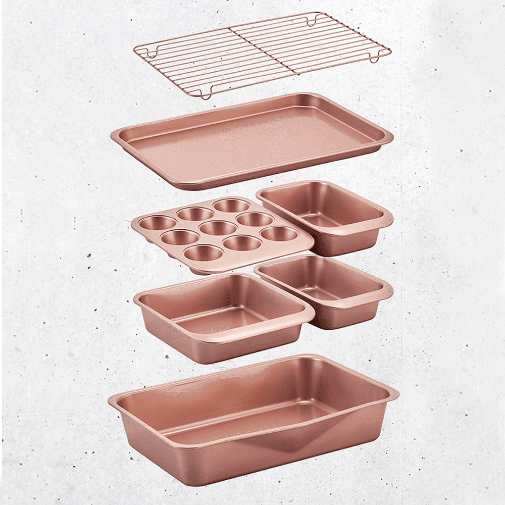 Rose Gold Smart Stack Bakeware 7 Piece Set