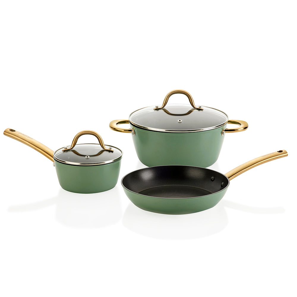 Easycook Basil & Gold Non-Stick Cookware Set 3 Piece - Wiltshire Australia